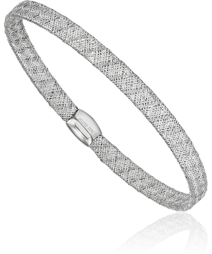 14K Solid White Gold Stretch Bangle Bracelet