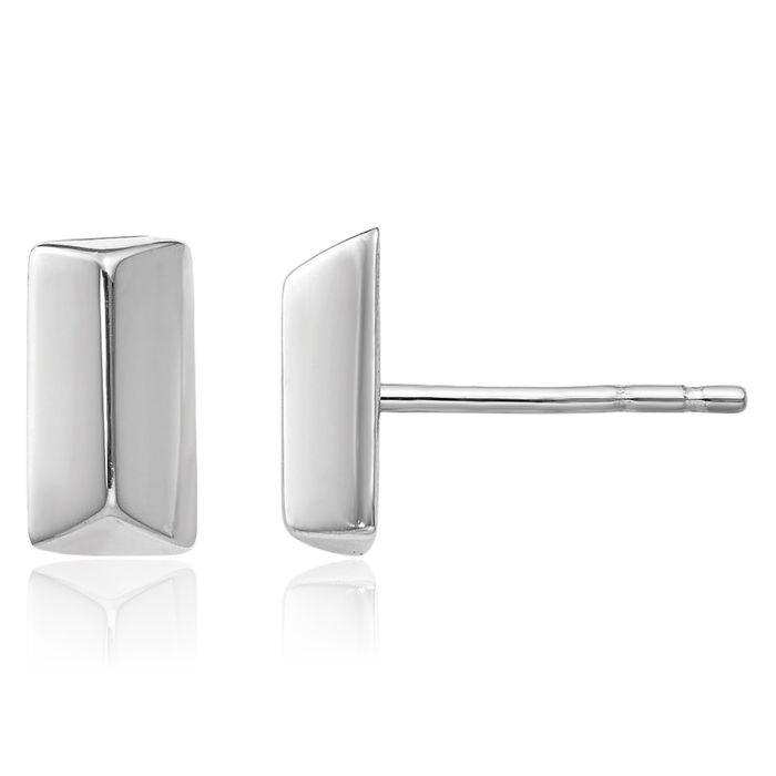 14K Solid White Gold Stud Earrings