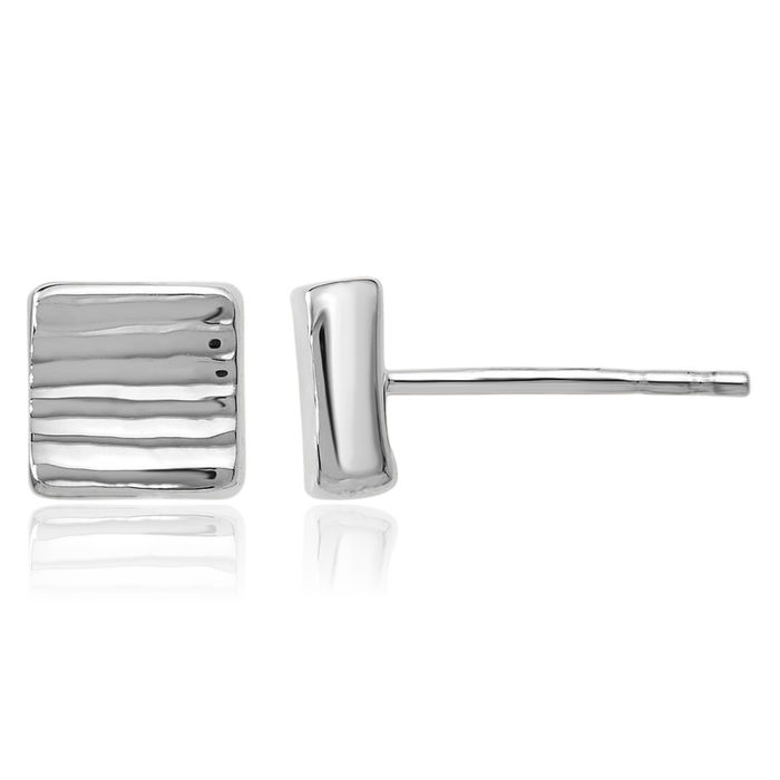 14K Solid White Gold Stud Earrings