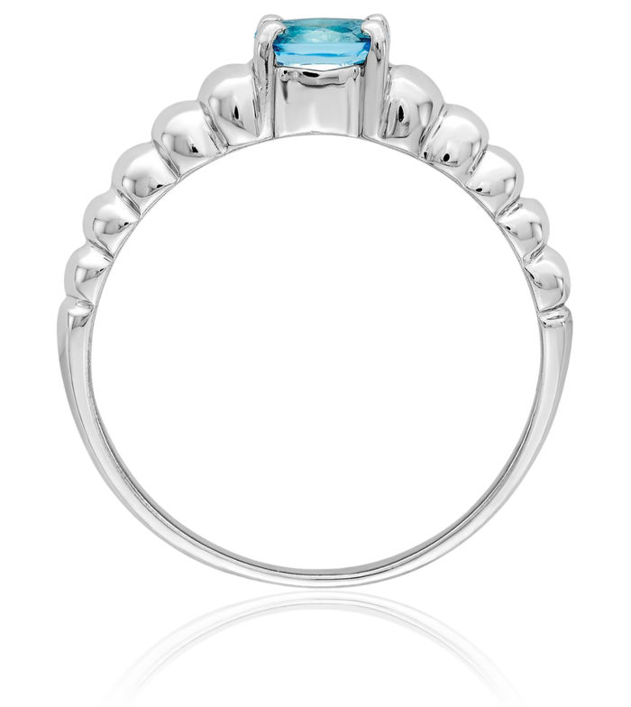 14K Solid White Gold Swiss Blue Topaz Solitaire Ring Gemstone Band December Birthstone Jewelry