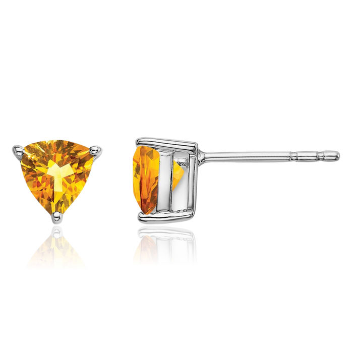 14K White Gold Trillion Citrine Earrings