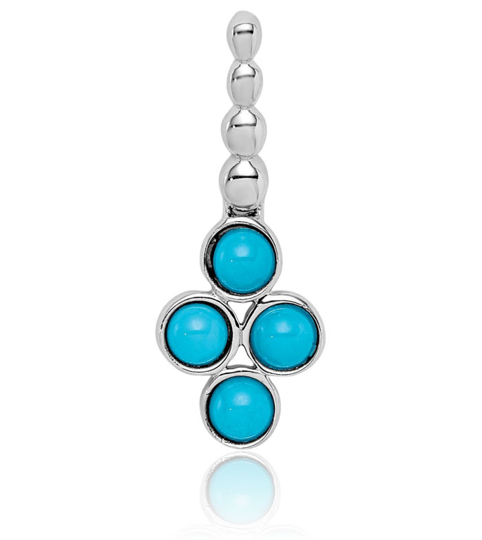 14K Solid White Gold Blue Turquoise Necklace Charm Gemstone Pendant