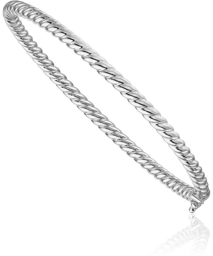 14K Solid White Gold Twisted 3.6mm Bangle Bracelet