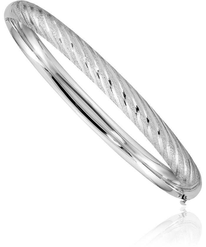 14K Solid White Gold Twisted Bangle Bracelet