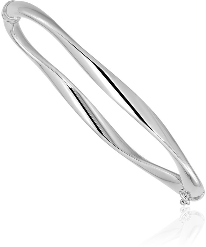 14K Solid White Gold Twisted Bangle Bracelet