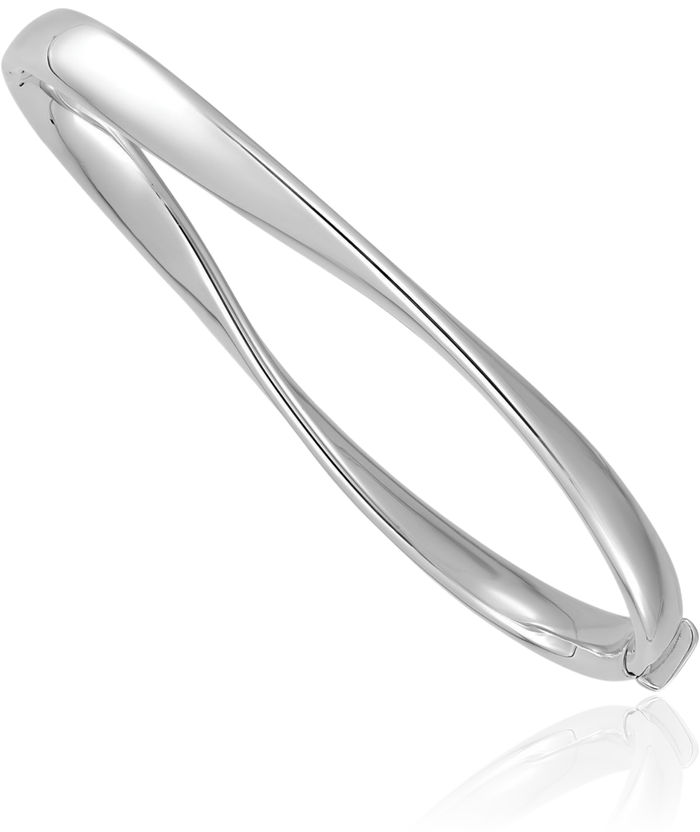 14K Solid White Gold Twisted Bangle Bracelet