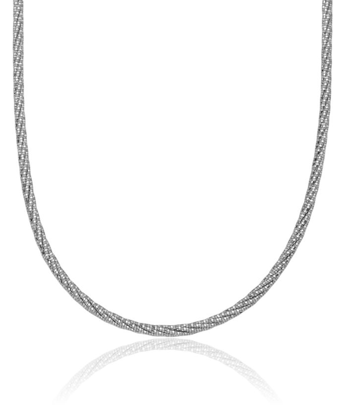 14K Solid White Gold Twisted Neck Collar Neckwire Chain Cuff Choker Necklace