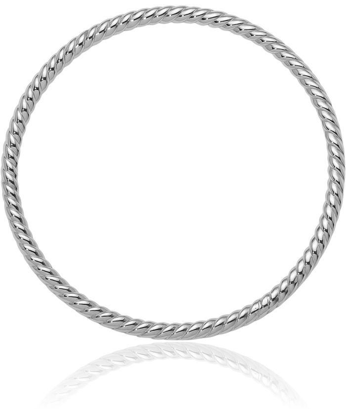 14K Solid White Gold Twisted Slip On Bangle Bracelet