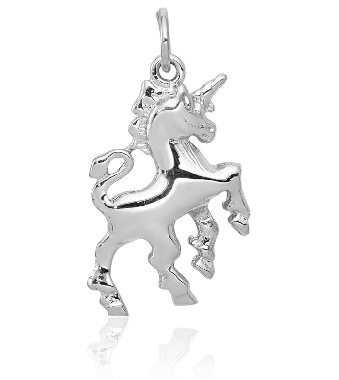 14K Solid White Gold Unicorn Magical Horse Head Necklace Animal Lover Pendant Equestrian Charm