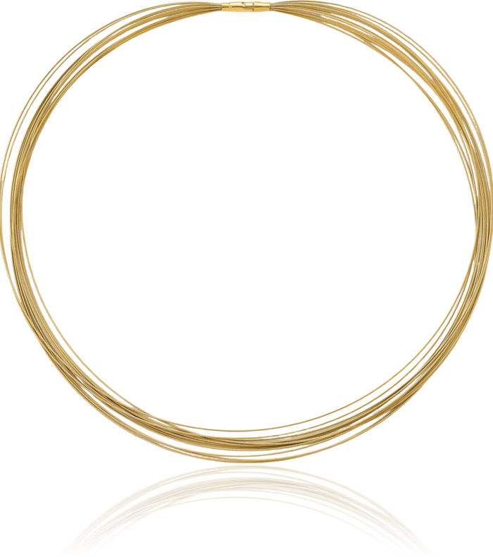 14K Solid Yellow Gold 0.5mm 14 Strand Neck Collar Neckwire Chain Cuff Choker Necklace