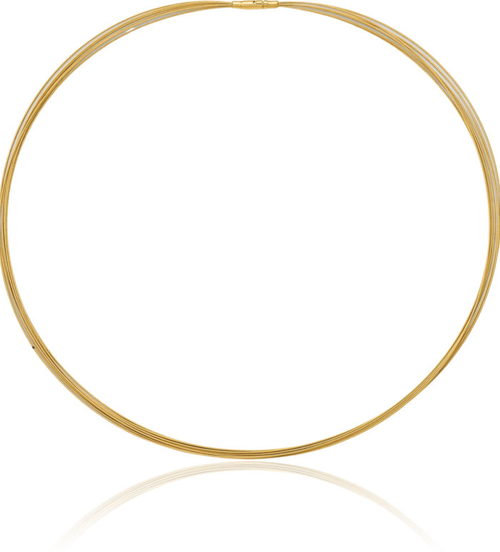 14K Solid Yellow Gold 0.5mm 7 Strand Neck Collar Neckwire Chain Cuff Choker Necklace