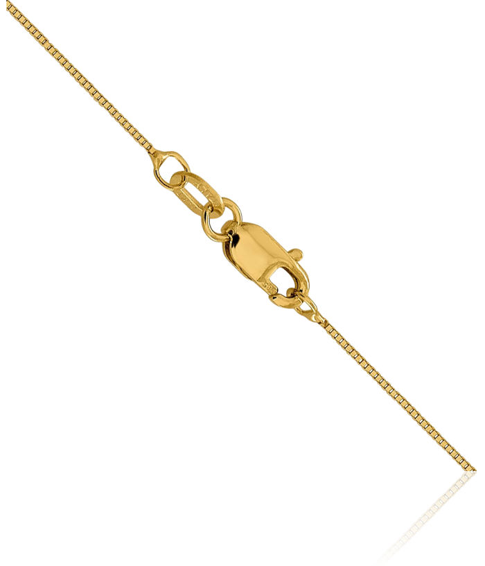 14K Solid Yellow Gold 0.5mm Box Link Chain Necklace