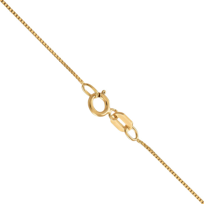 14K Solid Yellow Gold 0.5mm Box Link Chain Necklace