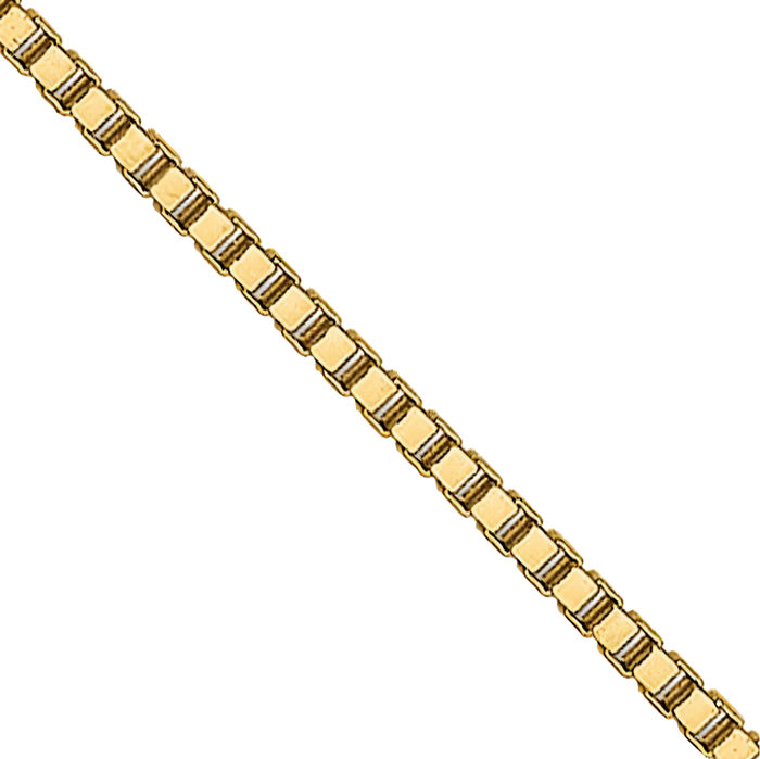 14K Solid Yellow Gold 0.5mm Box Link Chain Necklace