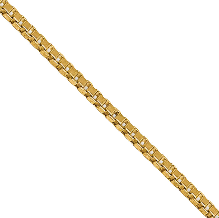 14K Solid Yellow Gold 0.5mm Box Link Chain Necklace