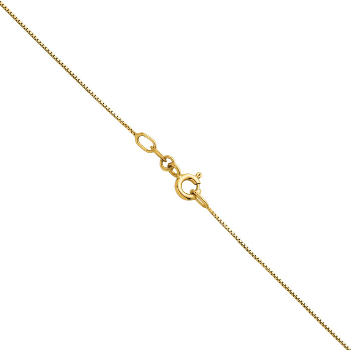 14K Solid Yellow Gold 0.5mm Box Link Chain Necklace