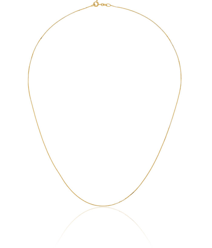 14K Solid Yellow Gold 0.5mm Box Link Chain Necklace