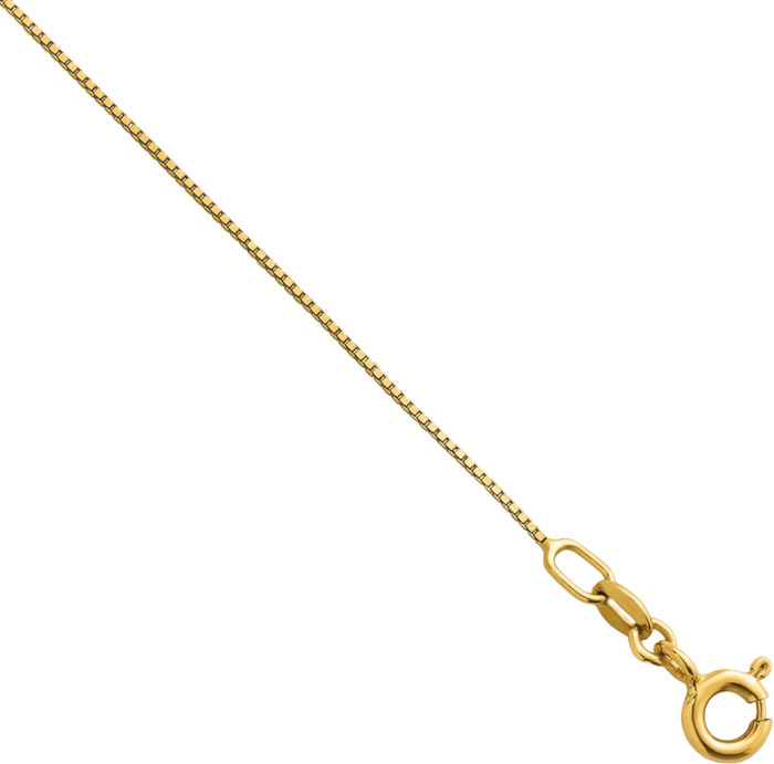 14K Solid Yellow Gold 0.5mm Box Link Chain Necklace