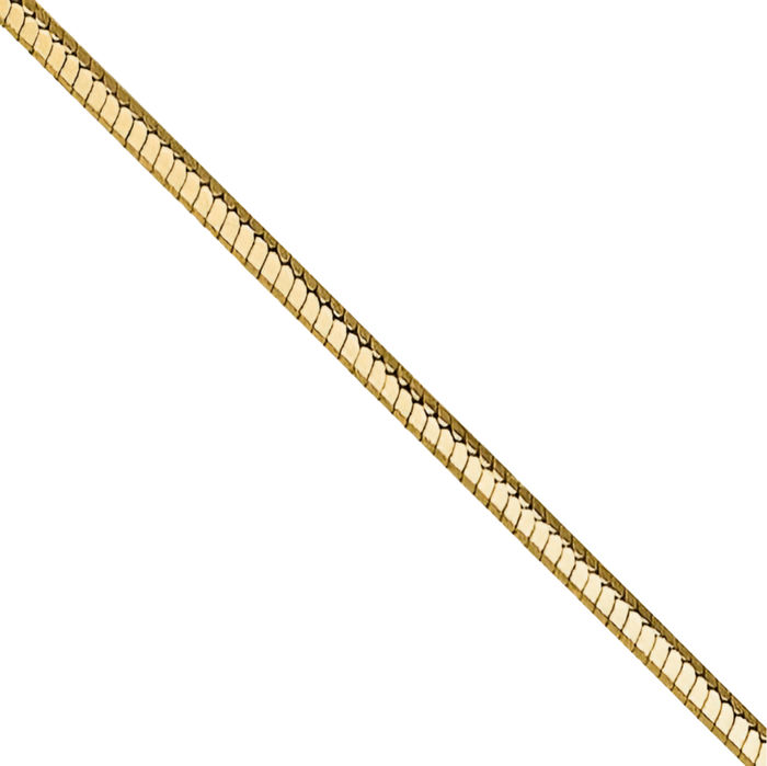 14K Solid Yellow Gold 0.5mm Octagonal Cubetto Omega Snake Chain Herringbone Necklace