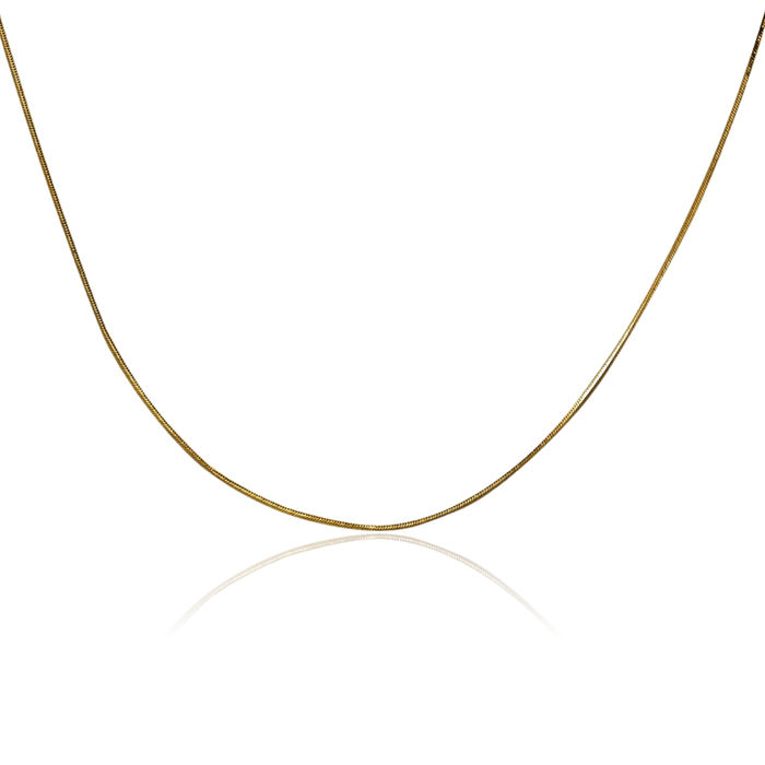 14K Solid Yellow Gold 0.5mm Octagonal Cubetto Omega Snake Chain Herringbone Necklace