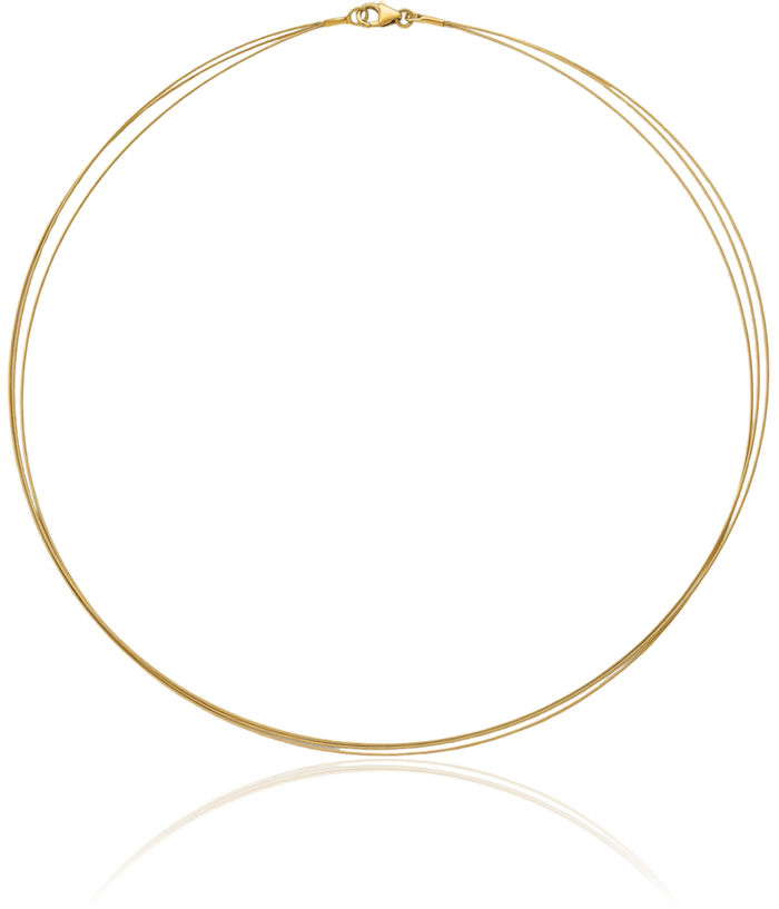 14K Solid Yellow Gold 0.5mm Triple Strand Neck Collar Neckwire Chain Cuff Choker Necklace