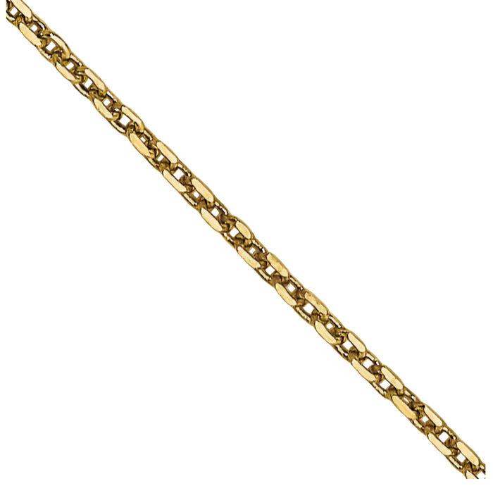 14K Solid Yellow Gold 0.65mm Round Cable Rolo Link Chain Belcher Necklace