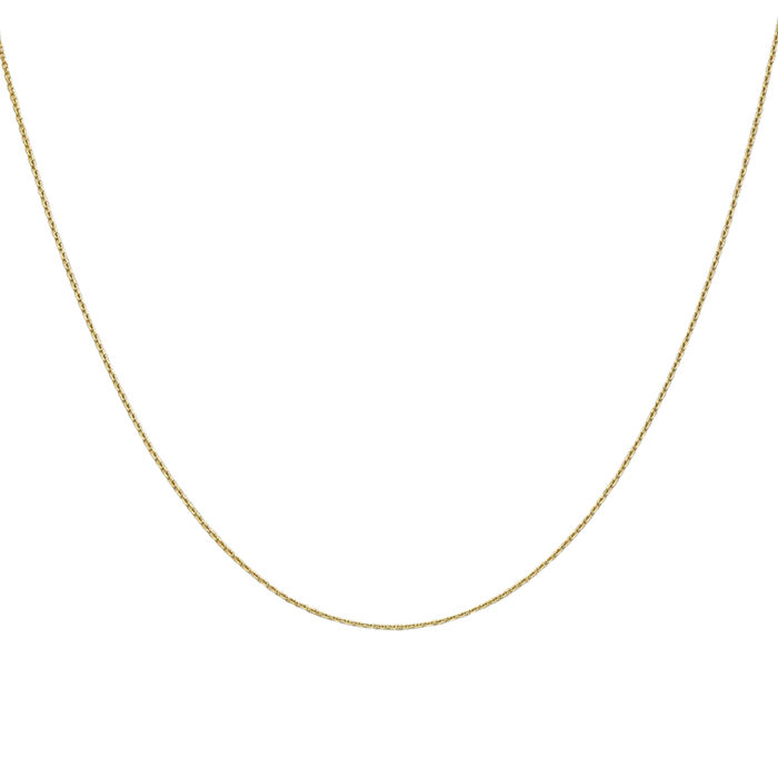 14K Solid Yellow Gold 0.65mm Round Cable Rolo Link Chain Belcher Necklace