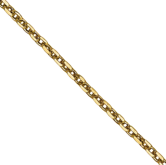 14K Solid Yellow Gold 0.65mm Round Cable Rolo Link Chain Belcher Necklace