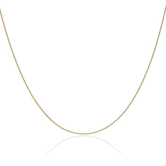 14K Solid Yellow Gold 0.65mm Round Cable Rolo Link Chain Belcher Necklace