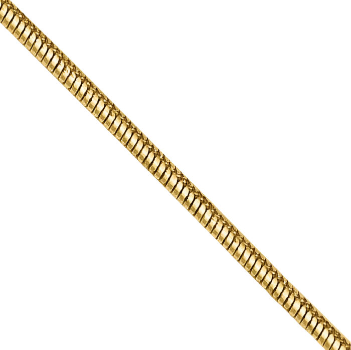 14K Solid Yellow Gold 0.65mm Round Cubetto Omega Snake Chain Herringbone Necklace