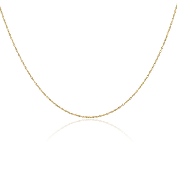 14K Solid Yellow Gold 0.6mm Cable Rope Chain Twisted Link Necklace