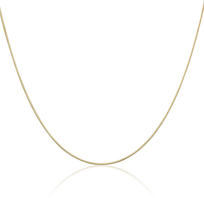 14K Solid Yellow Gold 0.8mm Octagonal Cubetto Omega Snake Chain Herringbone Necklace