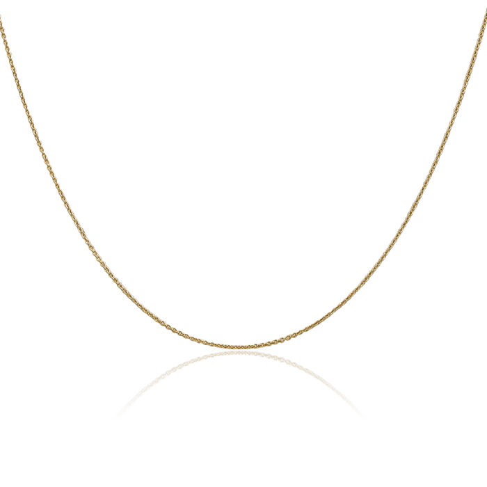 14K Solid Yellow Gold 0.75mm Cable Rolo Link Chain Belcher Necklace