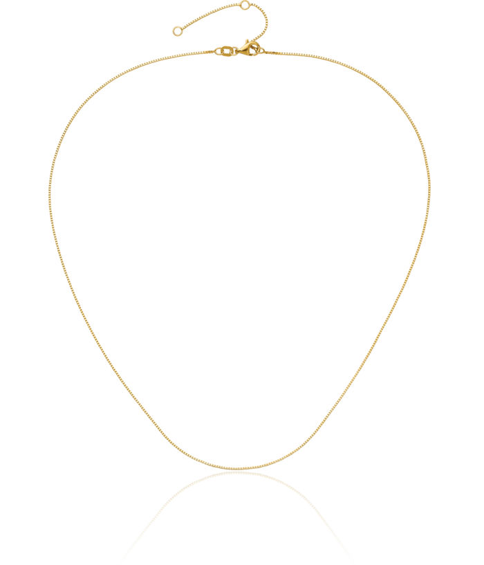 14K Solid Yellow Gold 0.7mm Box Adjustable Chain Necklace