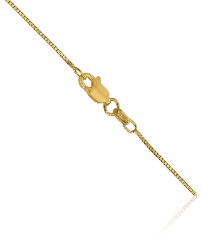 14K Solid Yellow Gold 0.7mm Box Link Chain Necklace