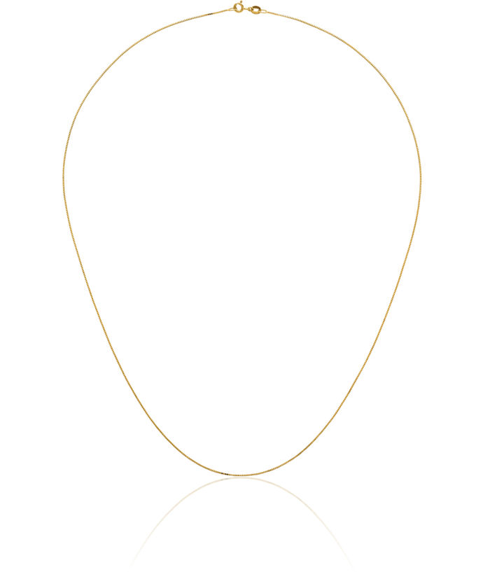 14K Solid Yellow Gold 0.7mm Box Link Chain Necklace