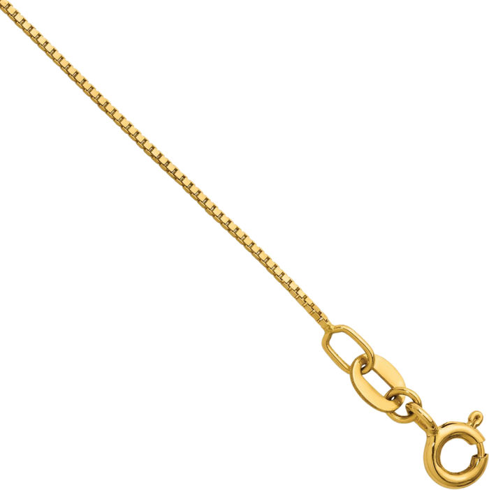 14K Solid Yellow Gold 0.7mm Box Link Chain Necklace