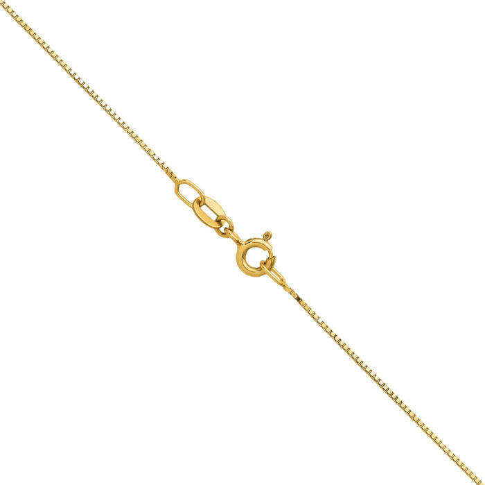 14K Solid Yellow Gold 0.7mm Box Link Chain Necklace