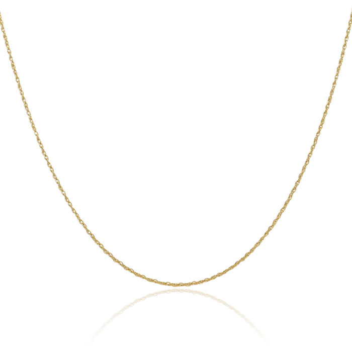 14K Solid Yellow Gold 0.7mm Cable Rope Chain Twisted Link Necklace