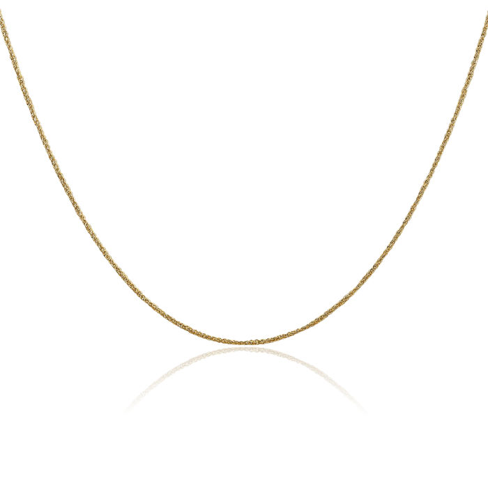 14K Solid Yellow Gold 0.7mm Rope Chain Twisted Link Necklace