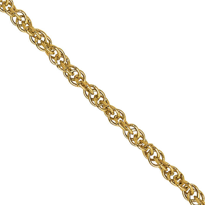 14K Solid Yellow Gold 0.7mm Rope Chain Twisted Link Necklace