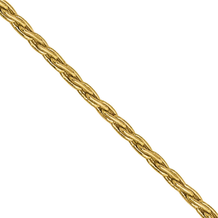 14K Solid Yellow Gold 0.7mm Round Parisian Spiga Wheat Link Chain Necklace