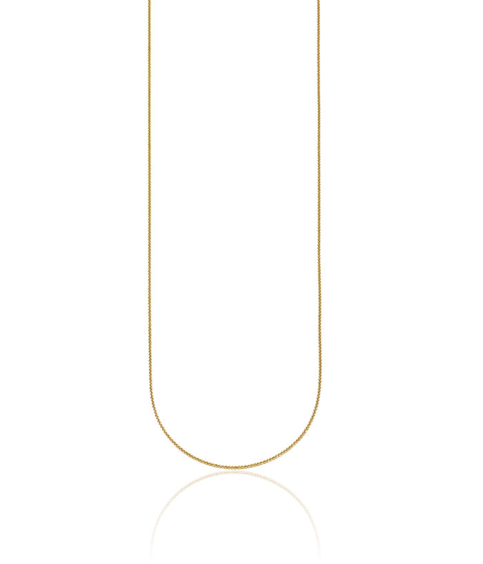 14K Solid Yellow Gold 0.7mm Spiga Wheat Link Chain Necklace