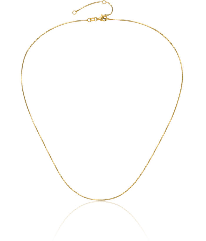 14K Solid Yellow Gold 0.85mm Box Adjustable Chain Necklace