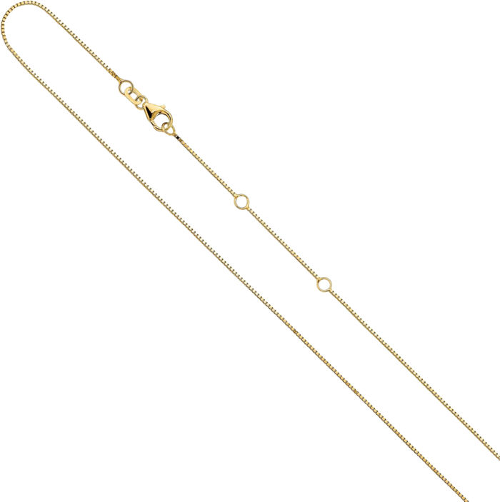 14K Solid Yellow Gold 0.85mm Box Adjustable Chain Necklace