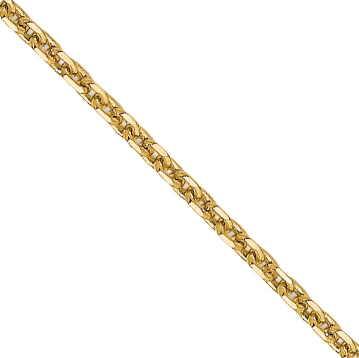 14K Solid Yellow Gold 0.85mm Cable Rolo Link Chain Belcher Necklace