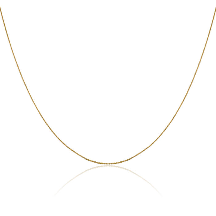 14K Solid Yellow Gold 0.85mm Cable Rolo Link Chain Belcher Necklace