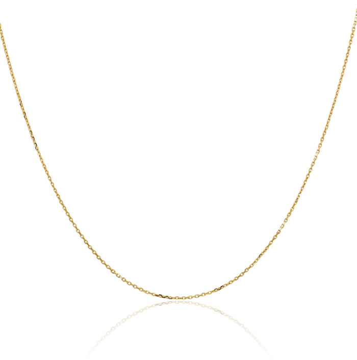 14K Solid Yellow Gold 0.85mm Cable Rolo Link Chain Belcher Necklace