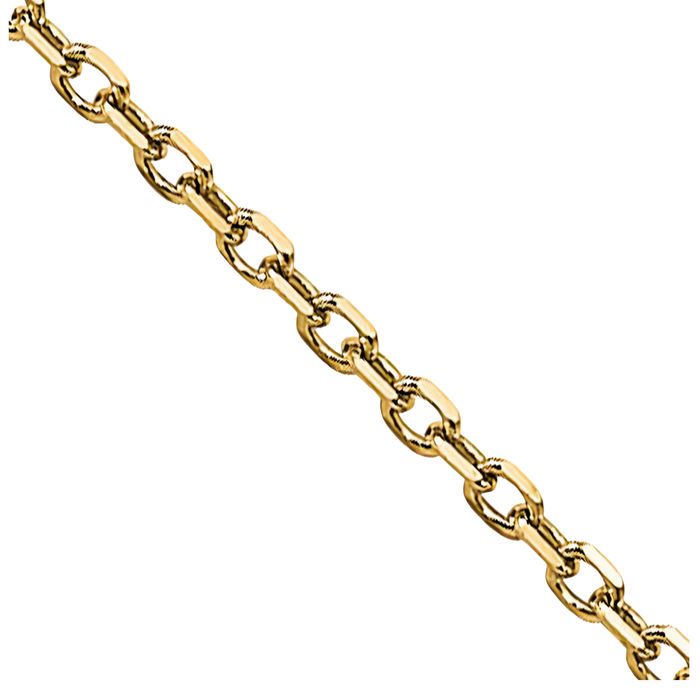 14K Solid Yellow Gold 0.85mm Cable Rolo Link Chain Belcher Necklace