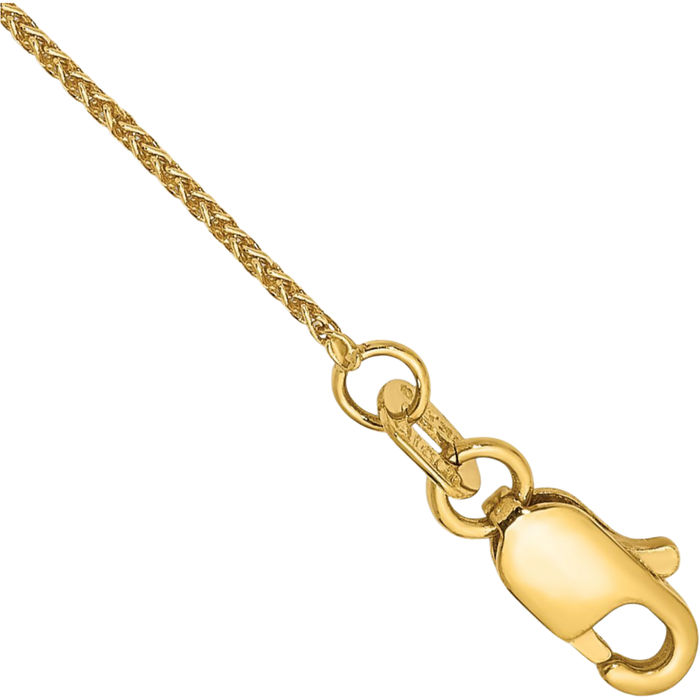 14K Solid Yellow Gold 0.85mm Spiga Wheat Link Chain Bracelet